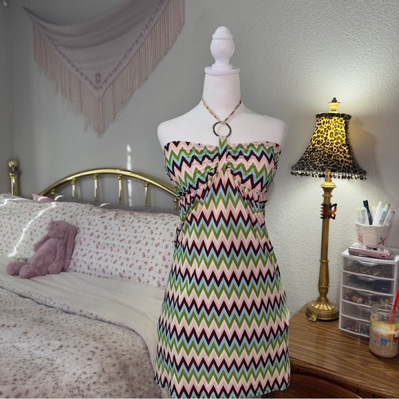 Y2K Pattern Halter Dress - Picture 2 of 10